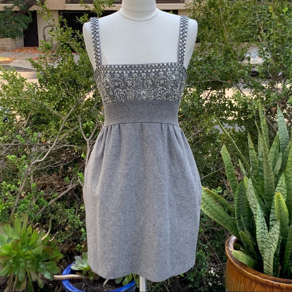 RUTH TARVYDAS Embellished Dress Wool Lined Pockets Great Cocktail or Date Night